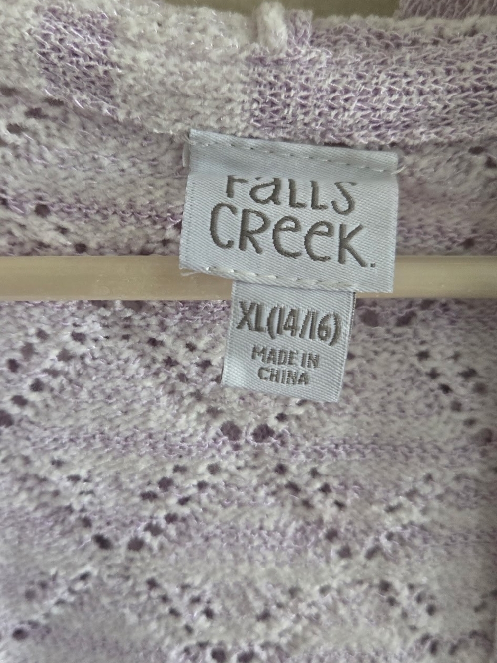 Falls Creek Lavender Open-Front Hooded Knit Cardigan Teen Juniors xl 14/16 Cozy - Picture 3 of 4